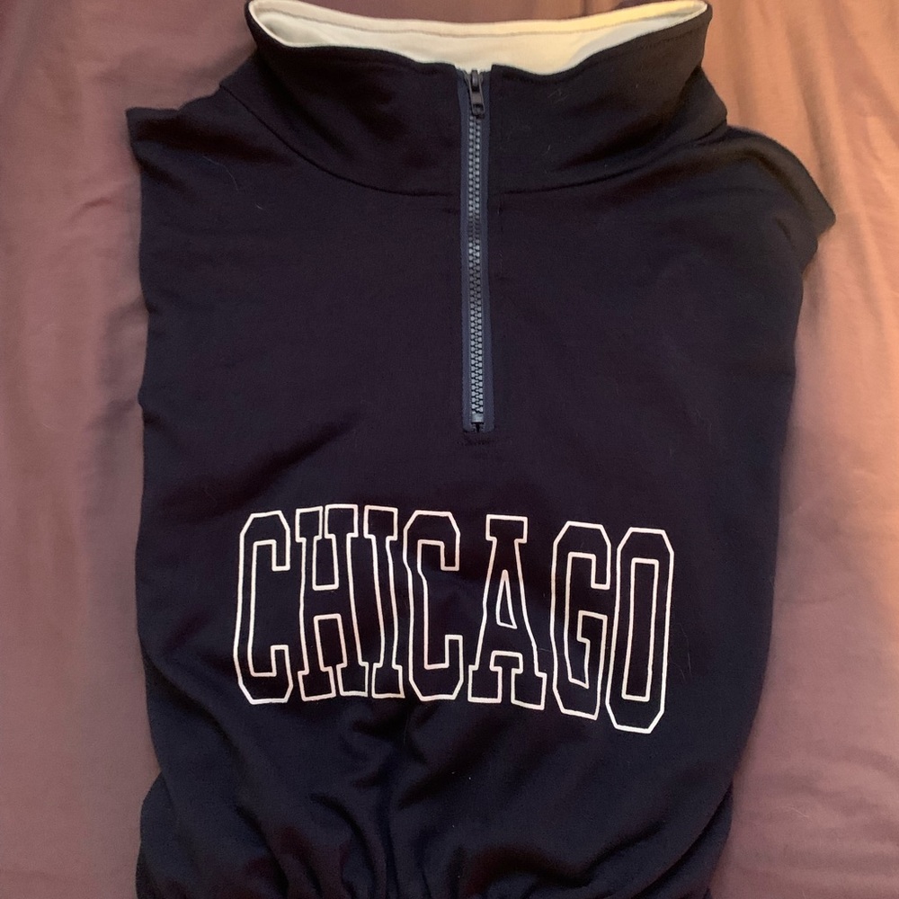Chicago navy blue cropped zip up size L fits like a M